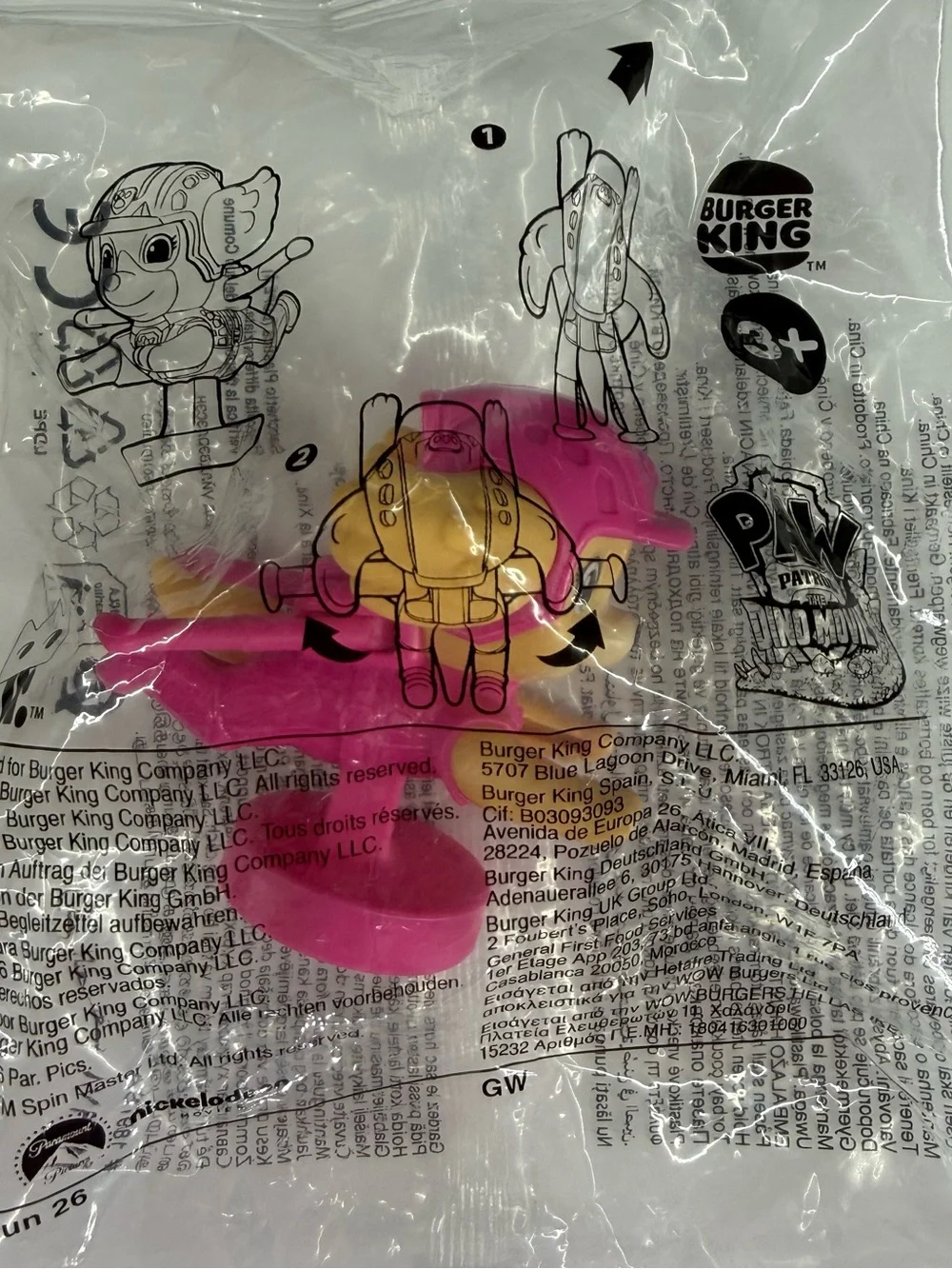 Burger King PAW Patrol The Dino Movie Skye Pink Figure Toy Sealed New